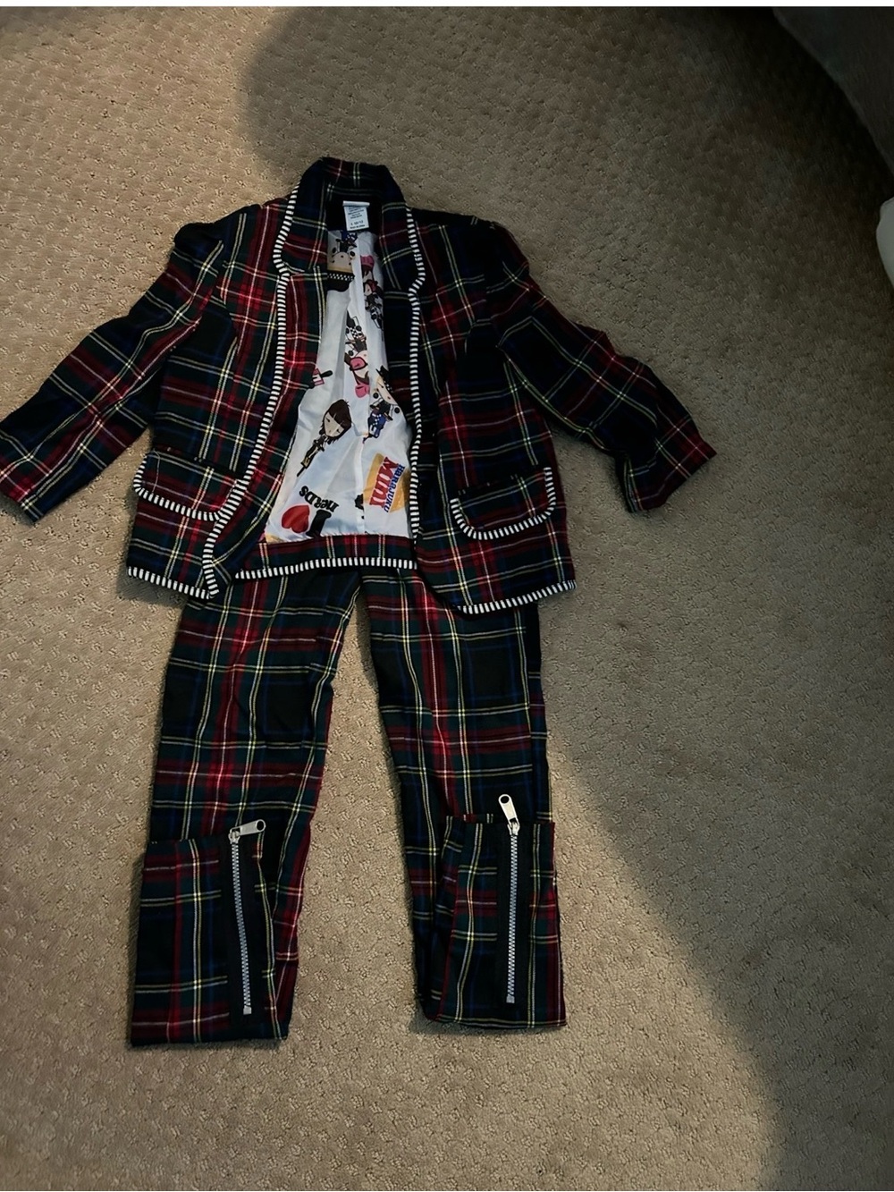 Girls pant suits with Zipper Accents - Red/Navy/Green